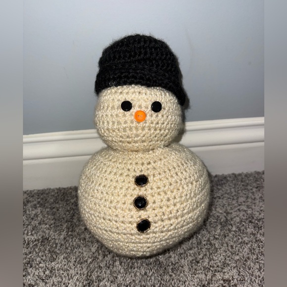Other - Handcrafted Cream Snowman with Black Hat